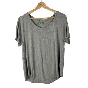 Honeydew Light Gray Ribbed Scoop Neck Short Sleeve T-Shirt M